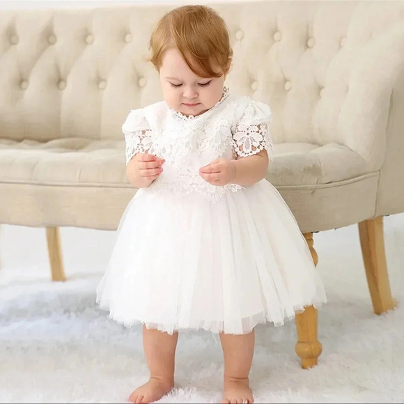 NWT Baptism Gowns Christening Birthday Baby Girls dress Lace Dress 12-15 months - Picture 5 of 11